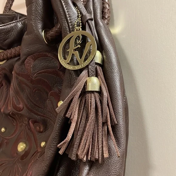 Brown/wine leather shoulder bag - Picture 3 of 4